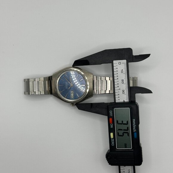Vintage Caravelle Bulova Electrotime Blue Dial Setomatic Day Date Watch Mens - Picture 8 of 8